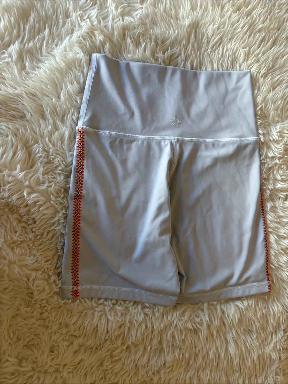 Arie White High-Waist Bike Shorts with Coral Side Trim